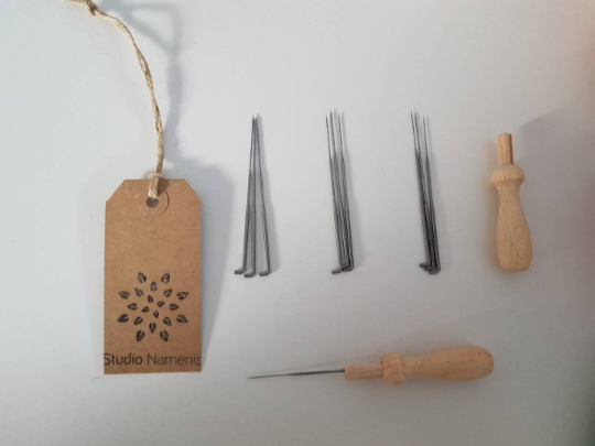 Startpakket naaldvilten voor droog vilten / naaldvilten / prikvilten - aardekleuren - Afbeelding 2