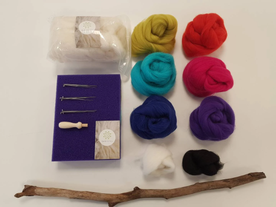 Startpakket naaldvilten voor droog vilten / naaldvilten / prikvilten - Bright, heldere kleuren - Afbeelding 5