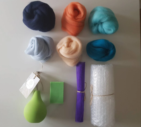 Startpakket natvilten – maak je eigen vilt! Ocean - strandkleuren - Afbeelding 5