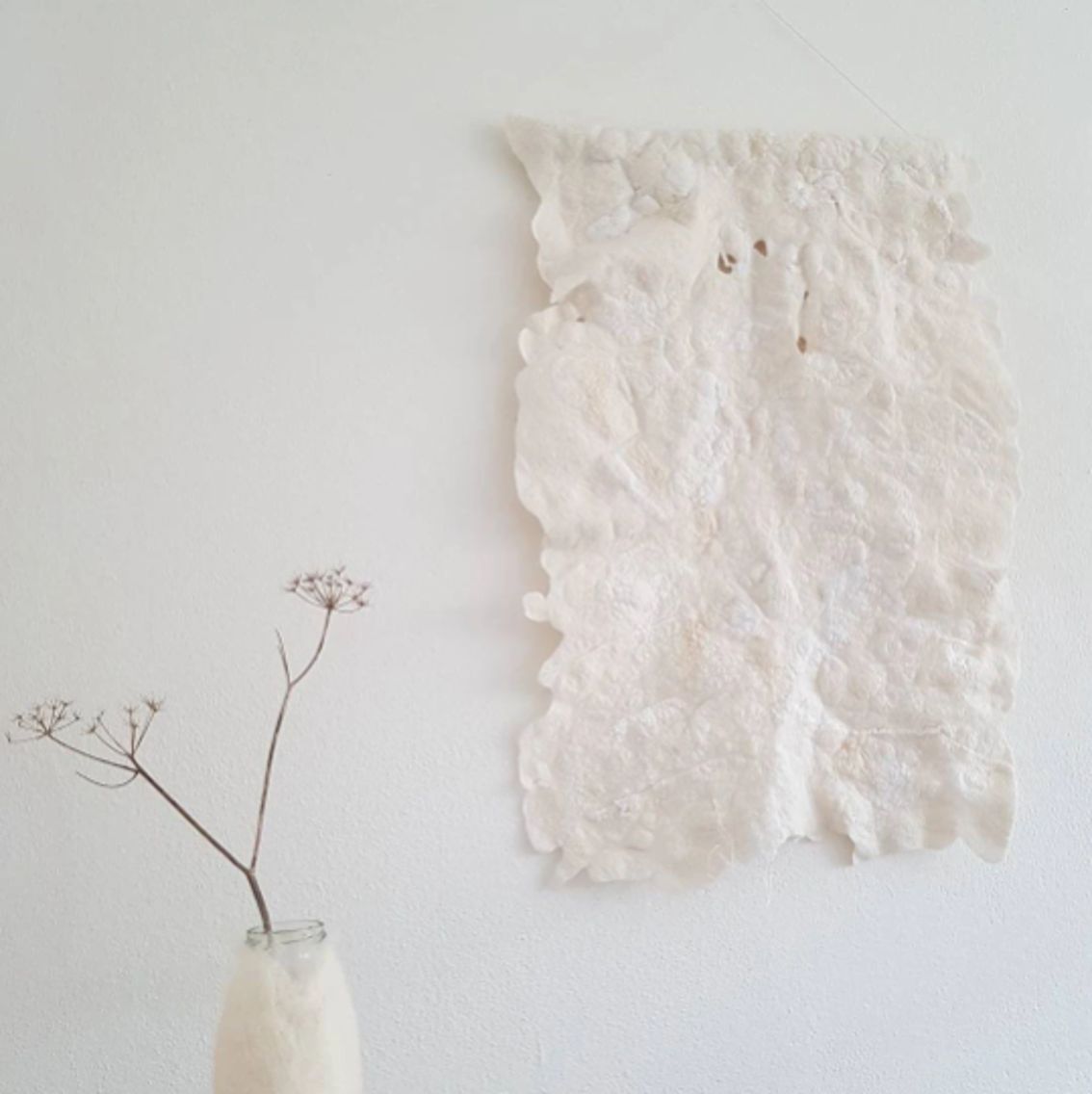 Kunstwerk /wandkleed van wol en zijde 'Structured' 60 x 86 cm