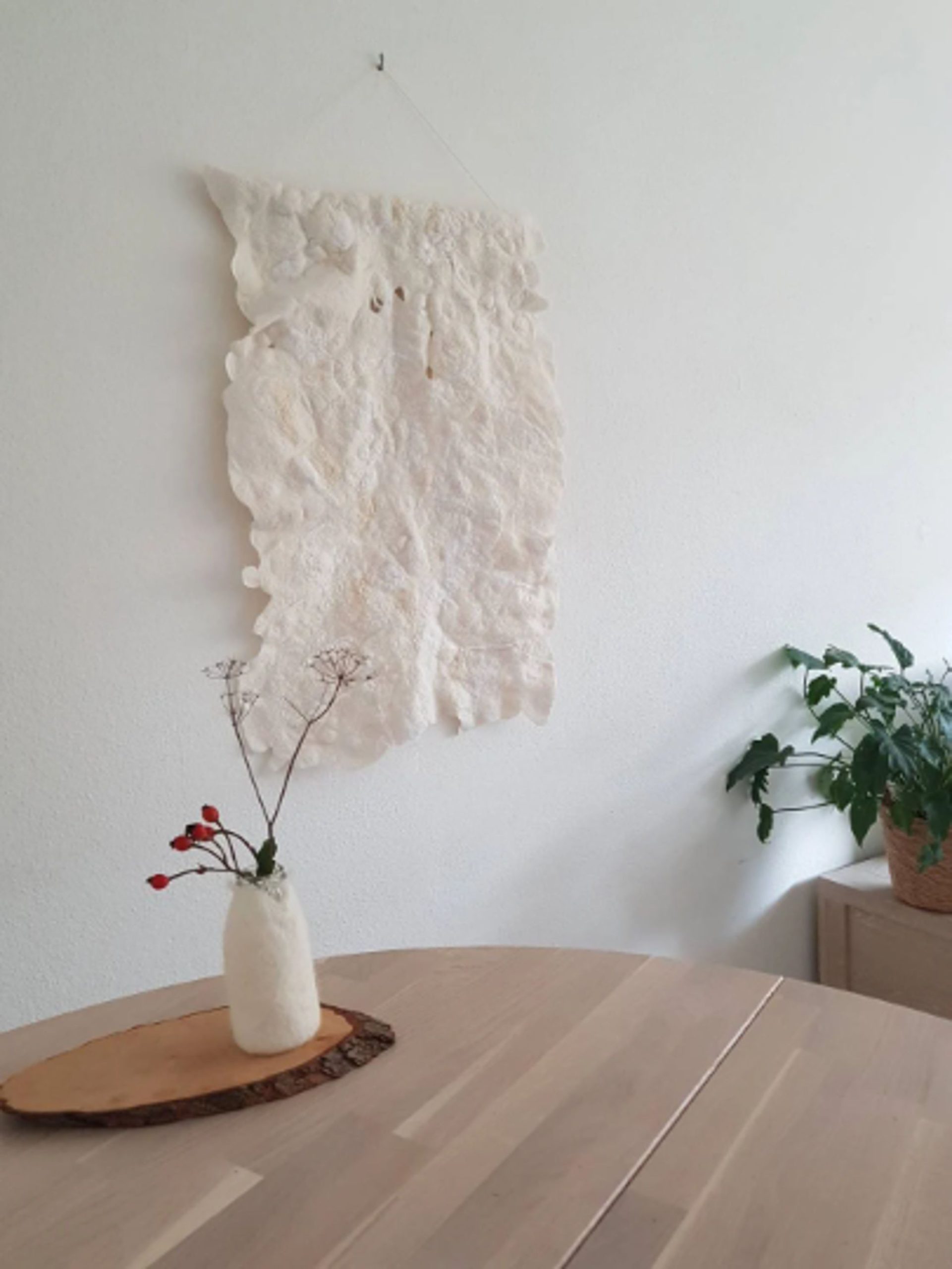 Kunstwerk /wandkleed van wol en zijde 'Structured' 60 x 86 cm - Afbeelding 6