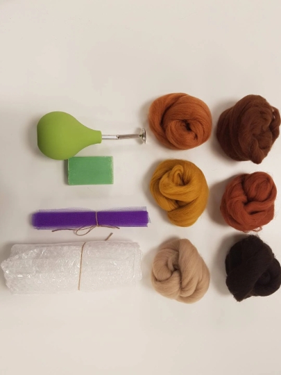 Startpakket natvilten – maak je eigen vilt! Earth - aardekleuren - Afbeelding 4