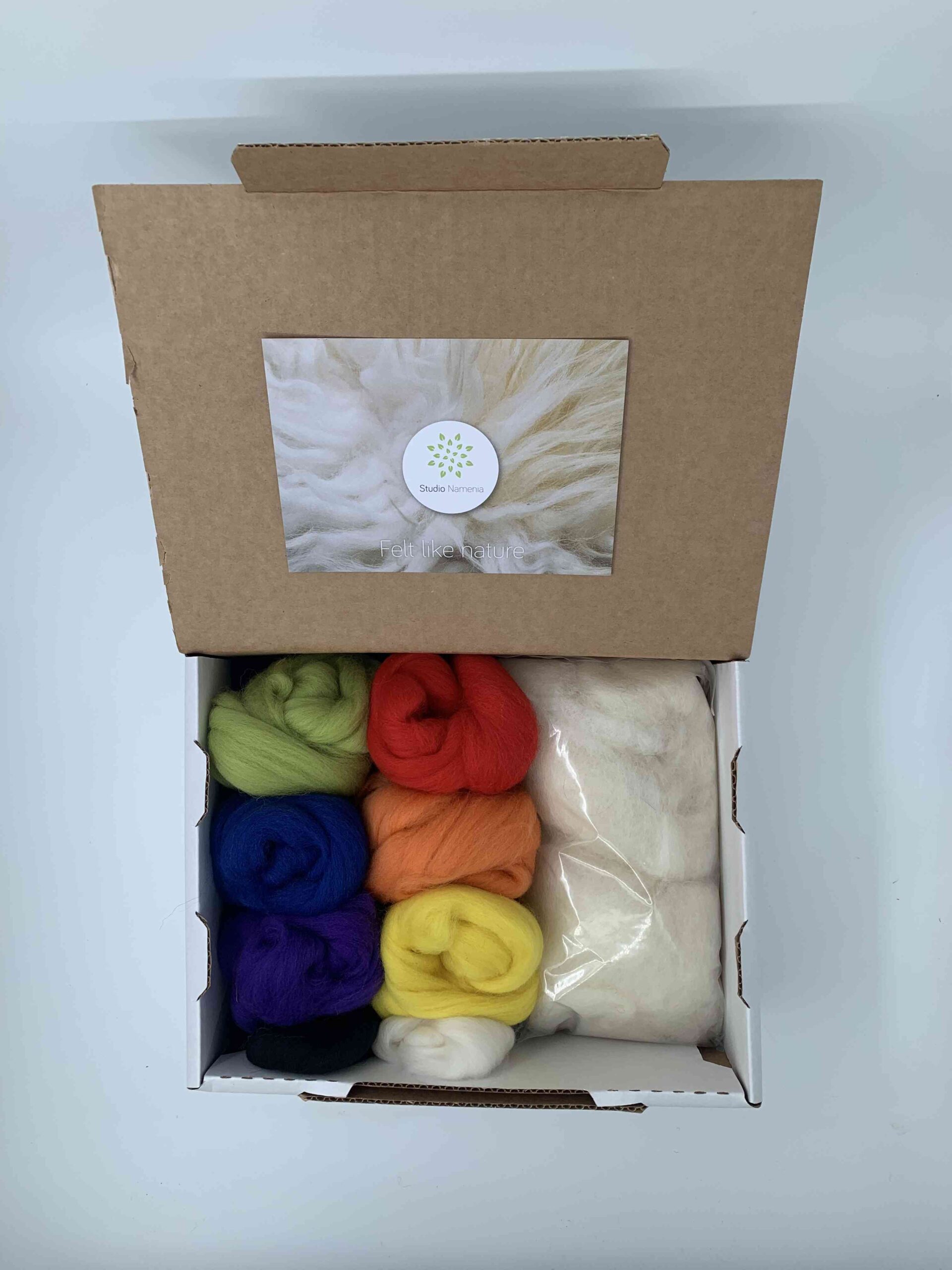 Startpakket naaldvilten voor droog vilten / naaldvilten / prikvilten - Regenboog