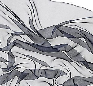Zijden sjaal chiffon 180 x 55 cm marineblauw